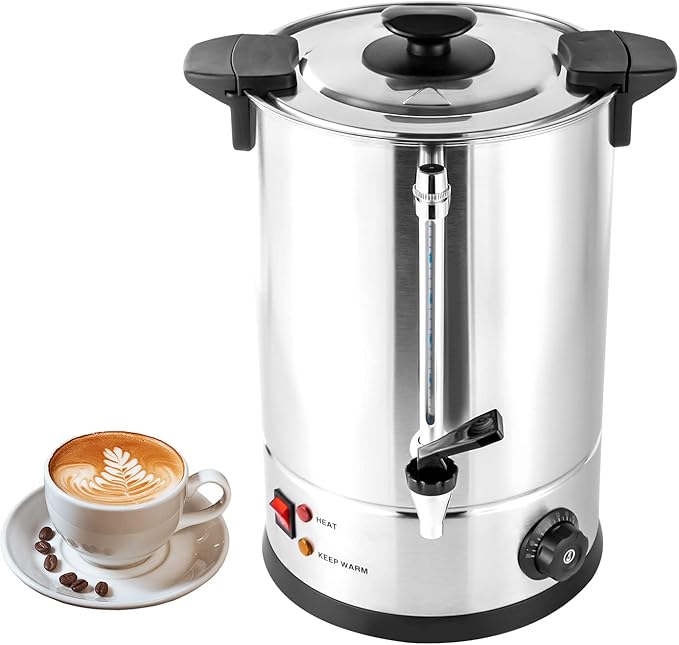 Commercial Coffee Maker Premium Coffee Machine Large Stainless Steel Catering Hot Water Boiler Tea Urn Double Wall Coffee Percolator for Events Offices Parties Catering Gathering