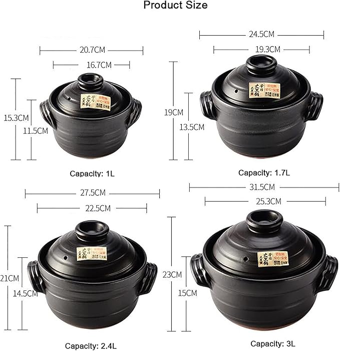 Japanese Clay Rice Cooker High Heat Hot Pot Nutritional Ceramic Casserole Double Cover00127.5 * 21cm (1 24.5 * 19cm)