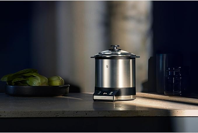WMF Kitchenminis Rice Cooker with 1L Capacity Space Saving Carry Container Maintenance Automatic Heat Cooking Rice Quinoa Lentils Chickpeas and Vegetables Stainless Steel 220W