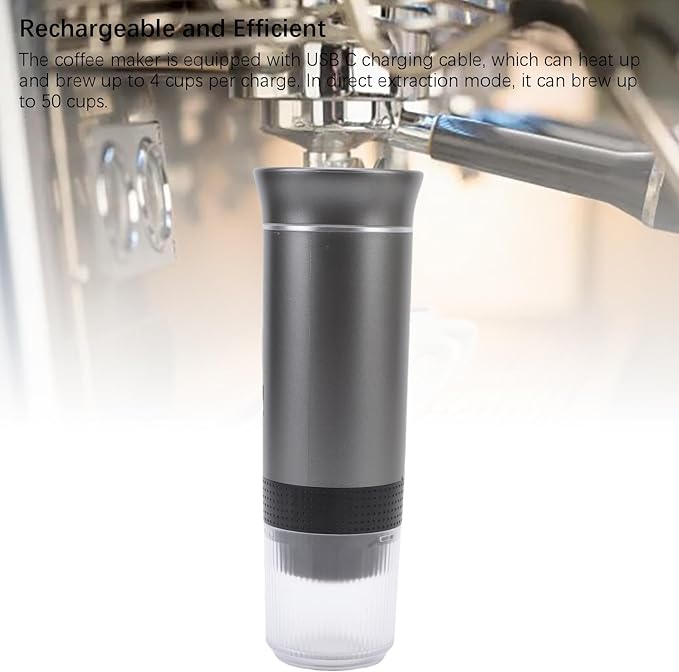 Luqeeg 72W 120ML Cup Portable Coffee Maker Full Automatic Machine Outdoor Ground Coffee Maker with USB C Charging &amp 20 Bar Pressure for Camping RV Hiking Office Travel (Gray)
