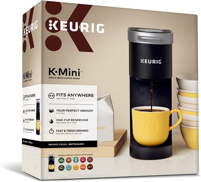 Keurig K-Mini Single Serve K-Cup Pod Coffee Maker 6 to 12oz Brew size with Cord Storage Perfect for Small Spaces Black