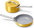 Caraway Mini Cookware Set - Non-Stick Ceramic Fry Pan (1.05 qt 8) &amp Sauce Pan (1.75 qt) - Non Toxic PTFE &amp PFOA Free - Oven Safe &amp Stovetop Agnostic (Gas Electric &amp Induction) - Ma