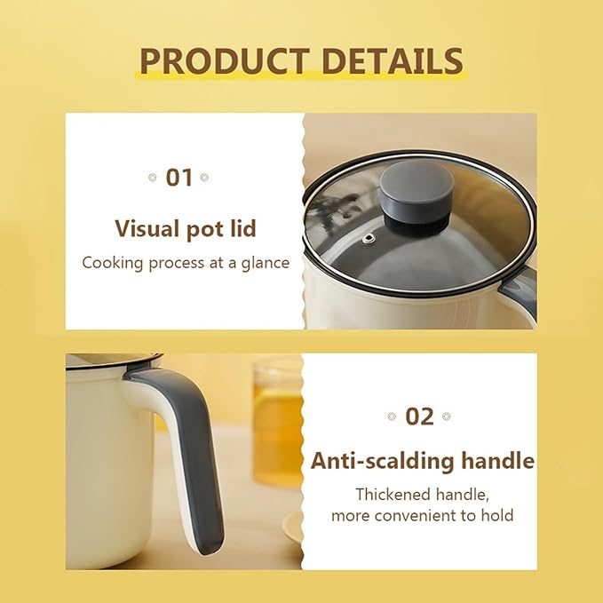 GRFIT 1.8L Household Electric Rice Cooker Pot Skillet Non-Stick Liner Multifunction Rice Cooker Food Steamer Hot Pot Boil Cup (Color : Beige with Steamer)