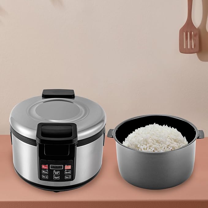 Rice Warmer with Inner Pot Commercial Rice Warmer with Display (Warm Function Only Not Cooker) Stainless Steel Exterior Non-Stick Insert Pot-19 L/20QT Use for Hotel Canteen