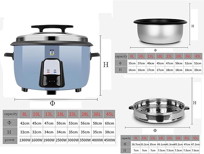 Large Rice Cooker with Steamer (8L-45L) Canteen Commercial Hotel Home Old-fashioned Large Capacity Rice Cooker 8-60 PeopleUS/EU Used(23L)