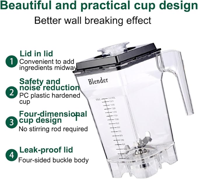 Multifunctional Smoothie MachineBlender for KitchenCountertop Blender with Sound Shield Commercial Blender for Party Activities Family GatheringsD