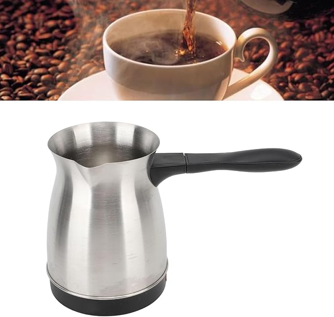 Yunir Electric Coffee Pot 600ML Stainless Steel Ergonomic Handle Coffee Maker Kettle 5 Cups Turkish Electric Percolator Coffee Pot for Tea Milk