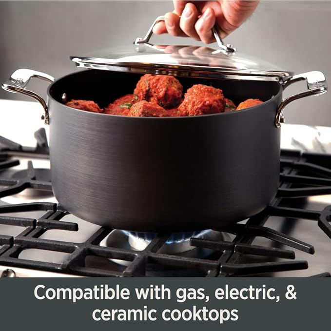 All-Clad Essentials Hard Anodized Nonstick Sauce Pan Set 4 Piece 2.5 4 Quart Oven Broiler Safe 500F Pots and Pans Cookware Black