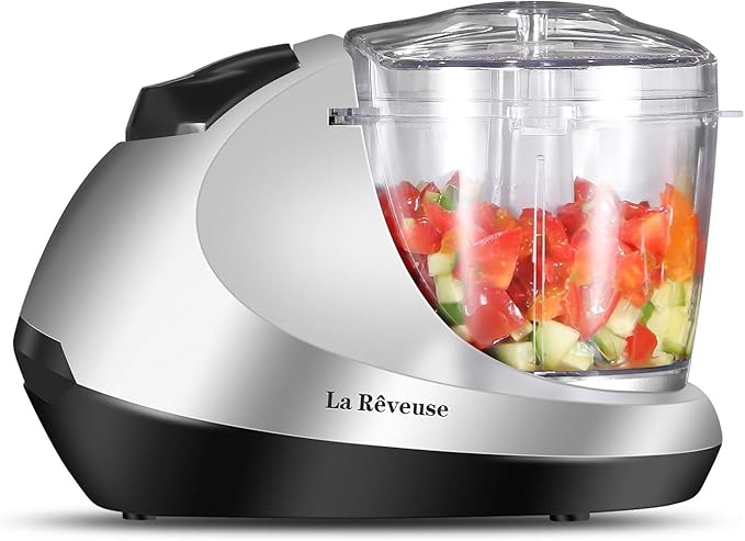 La Reveuse 300W Personal Size Blender (Light Blue) + La Reveuse 1.3-Cup Mini Food Chopper (Silver)