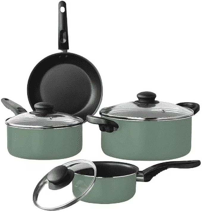 7 Piece Nonstick Aluminum Cookware Set Lightweight Pots and Pans with Lids Dishwasher Safe for Home Kitchen