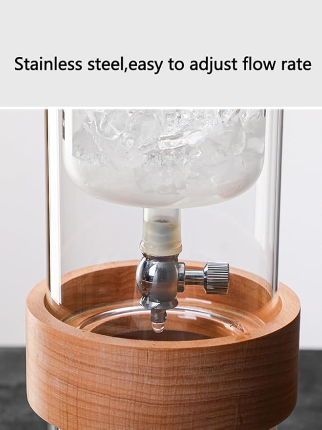 Slow Drip Ice Cold Brew Coffee Maker 500mL Borosilicate Double Wall Glass Iced Coffee Brewer for Coffee Bar Accessories Easy to Use and Clean