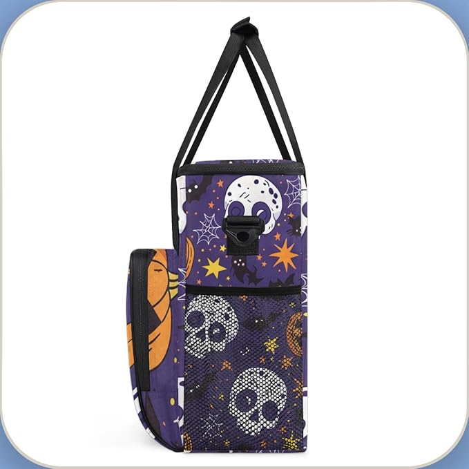Skulls Pumpkins Coffee Maker Carrying Bag Portable Travel Storage Tote Bag Compatible with K-Mini or K-Mini Plus Single Serve Coffee Brewer Carrying Case with Multiple Pockets &amp Shoulder Strap