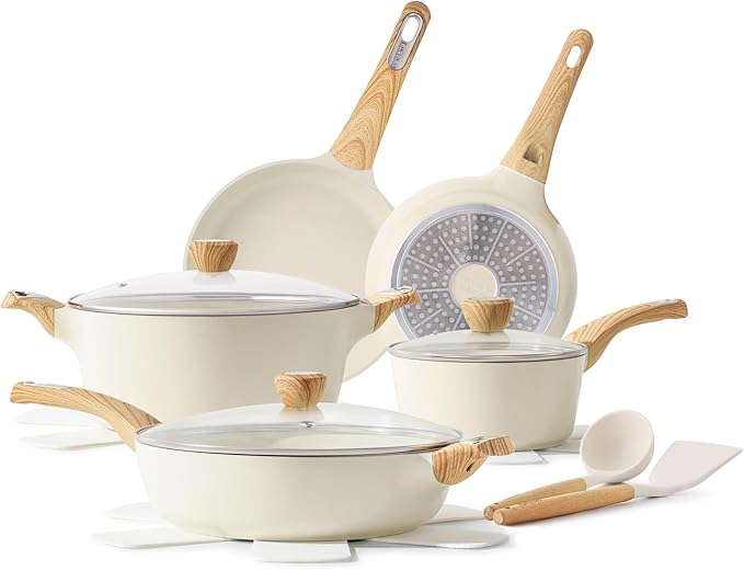 SENSARTE Ceramic Cookware Sets Pots and Pans Set Non stick 14-Piece Induction Cookware 26 Pcs Nonstick Kitchen Cooking Set w/Frying Pans Set Saucepans Set