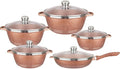 Pots and Pans Sets Nonstick Cookware Sets Granite Cooking Pots and Pans with Glass LidsMarble Coated Aluminium Home Kitchenware with SaucepansFrying PanStock Pot10 Piece(Gold Variety Pack)