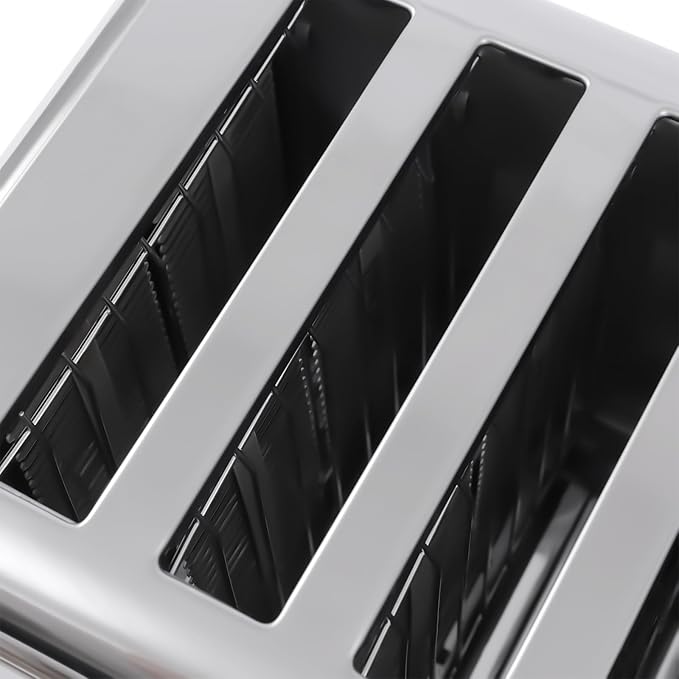 1680W 6 Slice Toaster Commercial Cool Touch Toaster Stainless Steel Electric Bread Baking Machine with Timing Function &amp Drawer-type Crumb Tray for Home Restaurant Bakery Silver