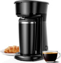 Kismile Personal Single-Serve Coffee Maker Compact Brewer with 14oz Thermal Travel Mug Stainless Steel Interior Compatible with Coffee Grounds &amp Reusable Filter Ideal for Home &amp Travel