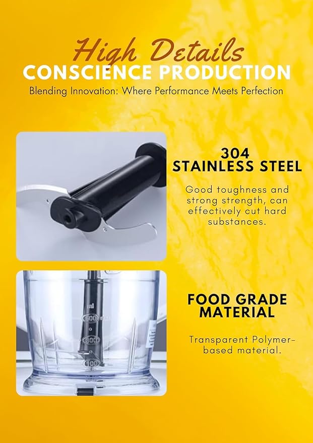 MegaWise Pro Titanium Reinforced 5-in-1 Immersion Hand Blender Powerful Motor with 80% Sharper Blades 12-Speed Corded Blender (Black)