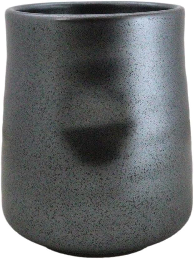 Ebros Gift Iron Black Clay Underglaze Technique Tetsu Kesho Porcelain Dinnerware Kitchen Set Asian Japanese Restaurant Supply (Pack Of 6 Reactive Glaze Tea Cups 9oz)