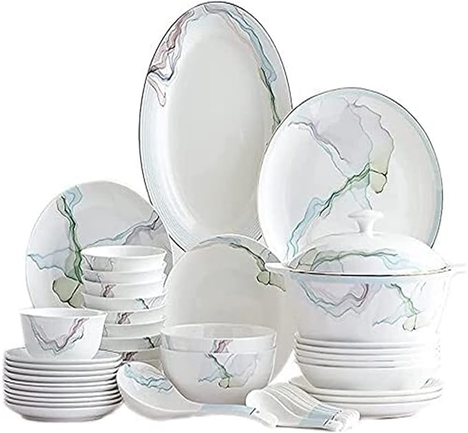 Dinnerware Set Dinner Party Tableware Service Set 30Pcs Chinese Style Bone China Dinnerware Set Household Phnom Penh Ceramic Bowl Dishes Plate Service for 3