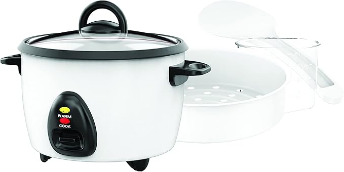 Uniware Electric Rice Cooker with Non-Stick Aluminum Pot Tempered Glass Lid Rice Paddle and Measuring Cup (5 Cup)