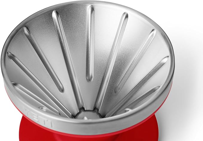 YETI Pour Over Coffee Maker Accessory Ramblers Designed for Perfect Coffee Extraction Anywhere Stainless Steel fits any V60 Filter Rescue Red