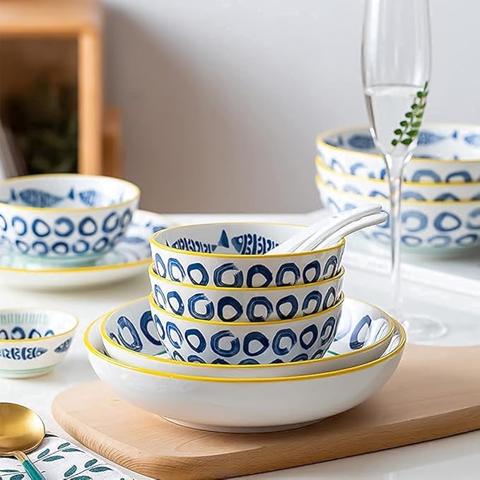 Dinnerware Sets Dish Set19 PcssCreativity Japanese-Style Porcelain Tableware Set with Plates and BowlsCeramic Dinner Set for Home Kitchen