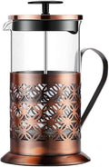 French Press Coffee Maker Stainless Steel Cafetiere Glass Jug Stainless Steel Coffee Plunger Filter Manual Coffee Maker Copper Finish Coffee Press-350ML