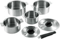 Yokoyama SE-28 Removable Handle Pot Set For Induction and Gas Made in Japan 4-Piece Set 5.5 6.3 7.1 7.9 7.9 inches (14 16 18 20 cm)