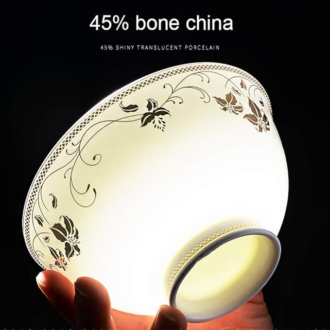 Ceramics Dinnerware Set with 50-PieceBowl/Soup Pot/Dish/Spoon|Dinner SetsGolden Rim Pattern Porcelain Combination Set