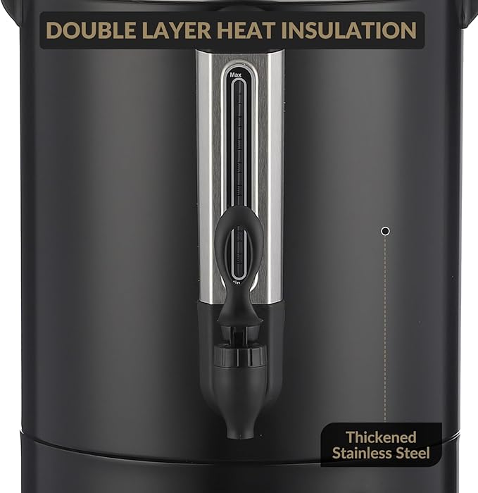 100 Cup Commercial Coffee Urn14L Large Capacity Stainless Steel Coffee Maker Electric Hot Beverage Dispenser with Automatic Temperature Control &amp Faucet for PartyCatering Business(Black)