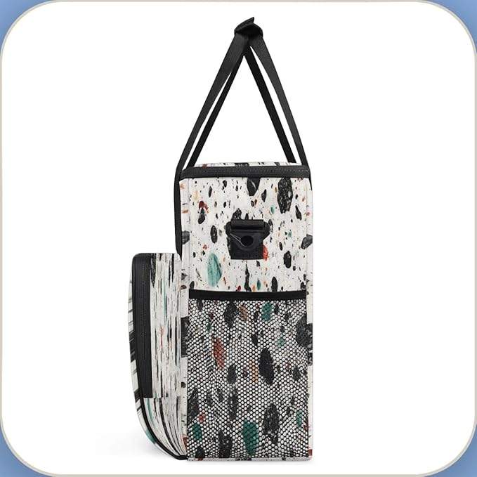 Marble Pattern Design Coffee Maker Carrying Bag Compatible with K-Mini or K-Mini Plus Portable Single Cup Coffee Maker Case with Pockets for K Cup Pods