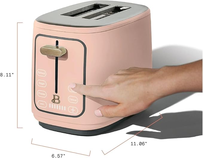 Smart Kitchen Toaster with Touch Interface and Preset Modes Advanced Two-Slice Toaster with Wide Slots and 7 Browning Levels (Rose)