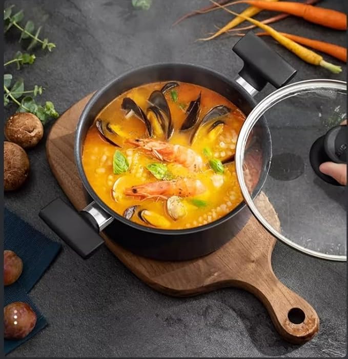 Kitchen Cooking Sets Set of 3 Pots and Pans Non-Stick Frying Pan Non-Stick Frying Pan Pot Set Flat-Bottomed Frying Pan Soup Pot Cookware Sets