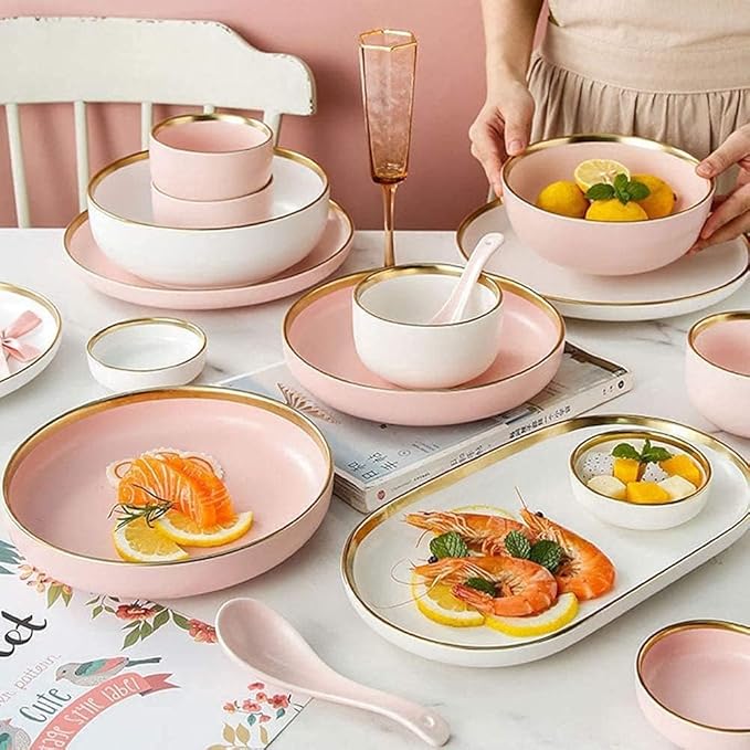 Dinnerware Set Plates and Bowls Sets 30 Pieces Porcelain Dinnerware Set Tableware Set Dish With Phnom Penh Dishwasher Safe