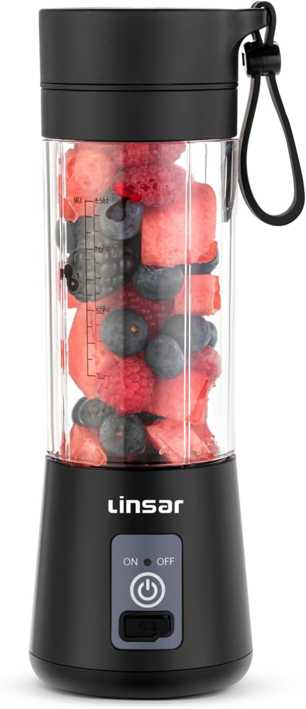 Portable Blender (Black) for Shakes and Smoothies with Durable Stainless Steel Blades for Powerful Blending Performance USB Rechargeable for Office Gym Kitchen and travel