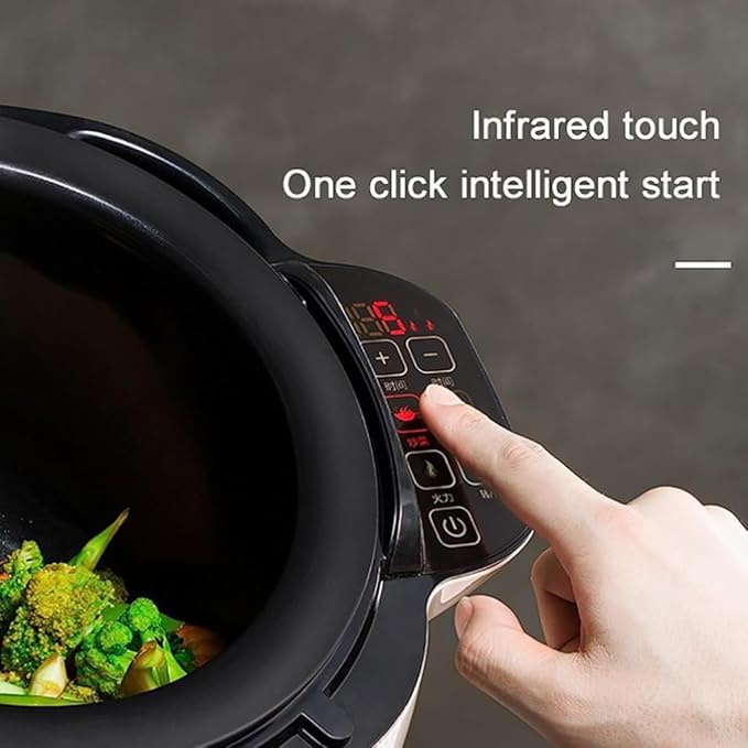 Automatic Cooking Machine2000W 6L auto Cooking Wok Fried Rice MachineOne-Click Smart Start Three Speed Adjustable360 ° Automatic Rotation