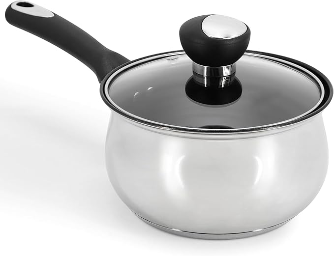 10 Piece Stainless Steel Belly-Shaped Cookware and Nonstick Utensil Set Dishwasher Safe Pots and Pans with Saute Pan Dutch Oven Saucepan and Kitchen Tools