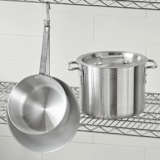 5-Piece Aluminum Cookware Set – Includes 2.75 Qt &amp 3.75 Qt Sauce Pans 8 Qt Stock Pot with Cover and 10 Fry Pan – Heavy-Duty Riveted Handles Superior Heat Distribution (5-Piece Set)