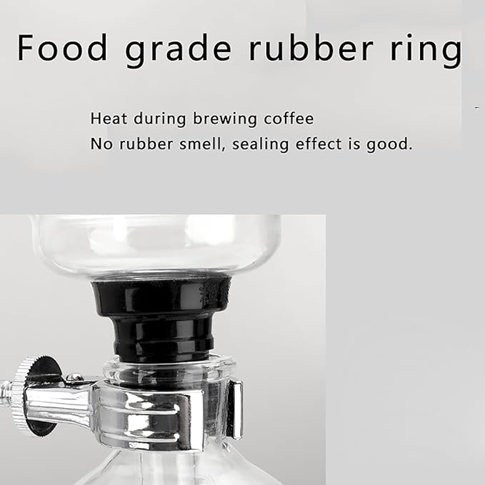 Siphon Coffee Maker Glass Siphon Vacuum Coffee Maker with Metal Base 3-5 Cup Vacuum Glass Siphon Pot Percolators Heat Resistant Glass and Long Service Life for Office Home Cafe