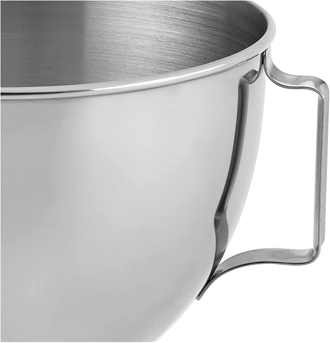 Compatible for KitchenAid Home 304 Stainless Steel Chef Machine Accessories Mixing Bucket Basin 5QT Thickened Mixing Bowl Kitchen Auxiliary Mixer Accessories Equipped with A Flat Handle(B5)