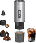 Stainless Steel Portable Espresso Maker – 20Bar 7500mAh Rechargeable 3-in-1 for Nespresso/DG Capsules &amp Ground Coffee Self-Heating Best Value for Camping Car Travel (Silver