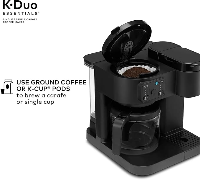 Hot &amp Iced Single-Serve Kcup Pod Coffee Maker with 12-Cup Carafe 72oz Water Reservoir Brew Over Ice Strong Brew Multiple Sizes Programmable Compact Coffee Machine for Home &amp Office (Blac