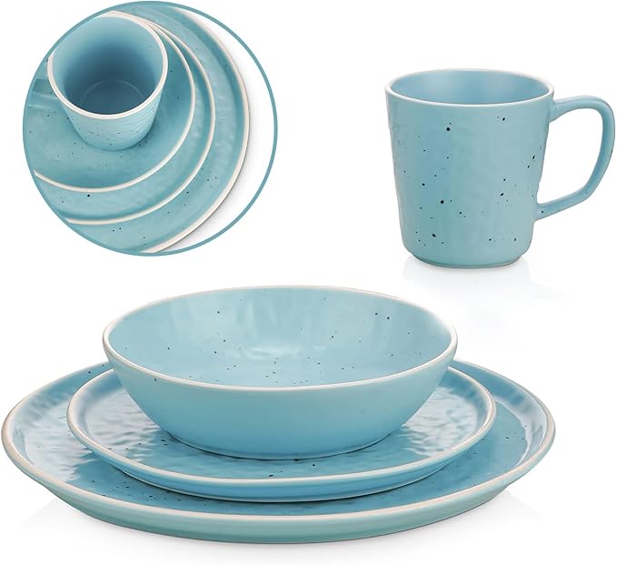 Stone Lain Elena Stoneware 16-Piece Round Dinnerware Set Blue 16 Piece - Service For 4