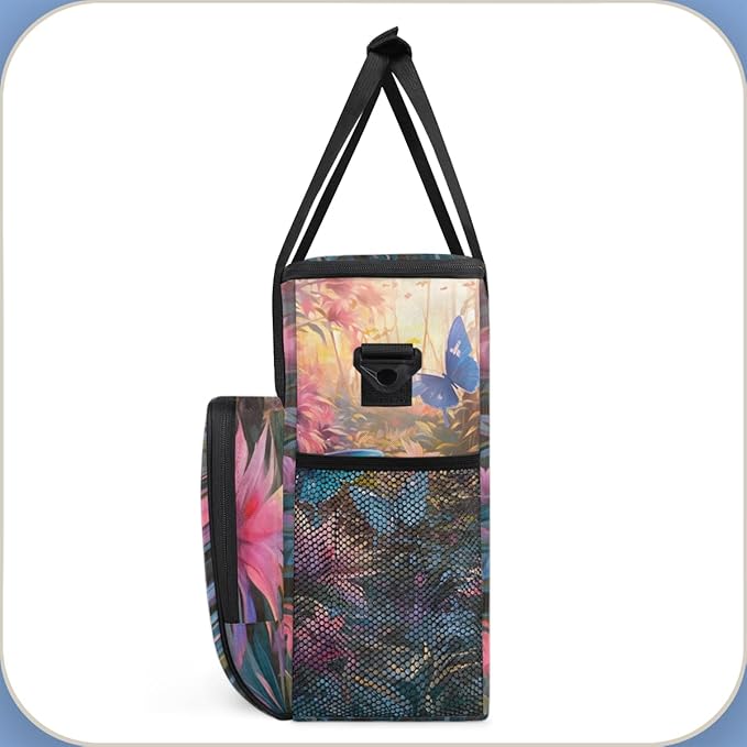 Watercolor Butterfly Coffee Maker Carrying Bag Gorgeous Butterfly Travel Storage Bag Compatible with K-Mini or K-Mini Plus Single Serve Coffee Brewer Carrying Case with Pockets &amp Shoulder Strap