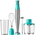 Immersion Blender Handheld Corded Hand Blenders Set 1100W Trigger Variable Speed 5 in 1 Stick Emulsifier with Chopper Whisk and Frother for Soup Baby Food and Smoothies Cyan Blue
