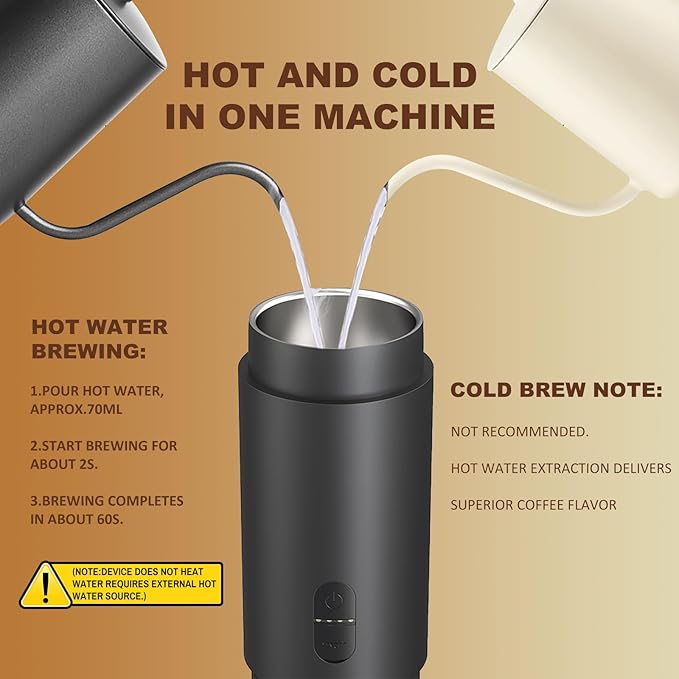 Portable Coffee Maker Espresso Machine Suitable for Coffee Powder Capsule Coffee Convenient for RV Camping Hiking Picnicking Office and Home Use