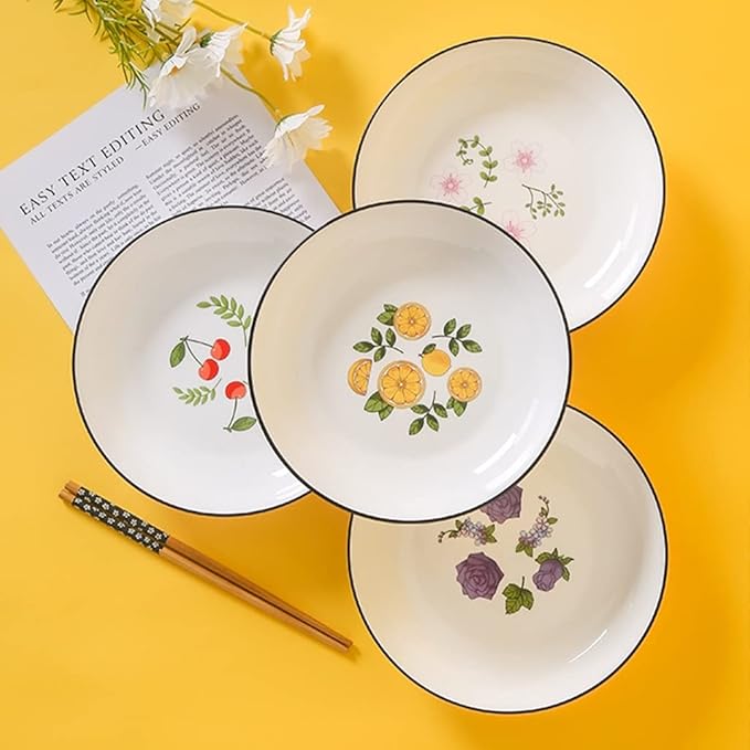 Dinnerware Set - Service for 4 Ceramic PlateMicrowave Oven &amp Dishwasher CompatibleFamily Dining PartyRestaurant Plates