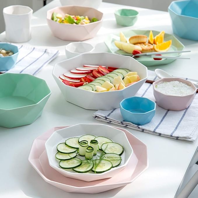 Ceramics Dinnerware Set with 36 PiecesBowl/Dish/Spoon|Dinner SetsGeometric Cut Pattern Porcelain Combination Set