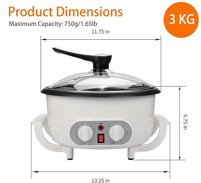 WINB Coffee Roaster Machine for Home Use 110V Household Electric Coffee Bean Roaster with Timer Roasting Machine Peanut Bean Home Coffee Roaster