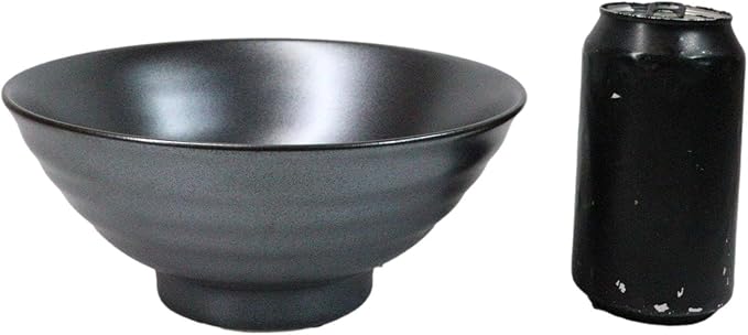 Ebros Gift Iron Black Clay Underglaze Technique Tetsu Kesho Porcelain Dinnerware Kitchen Set Asian Japanese Restaurant Supply (Pack Of 5 Large Salad Pho Ramen Soup Bowl 40oz)